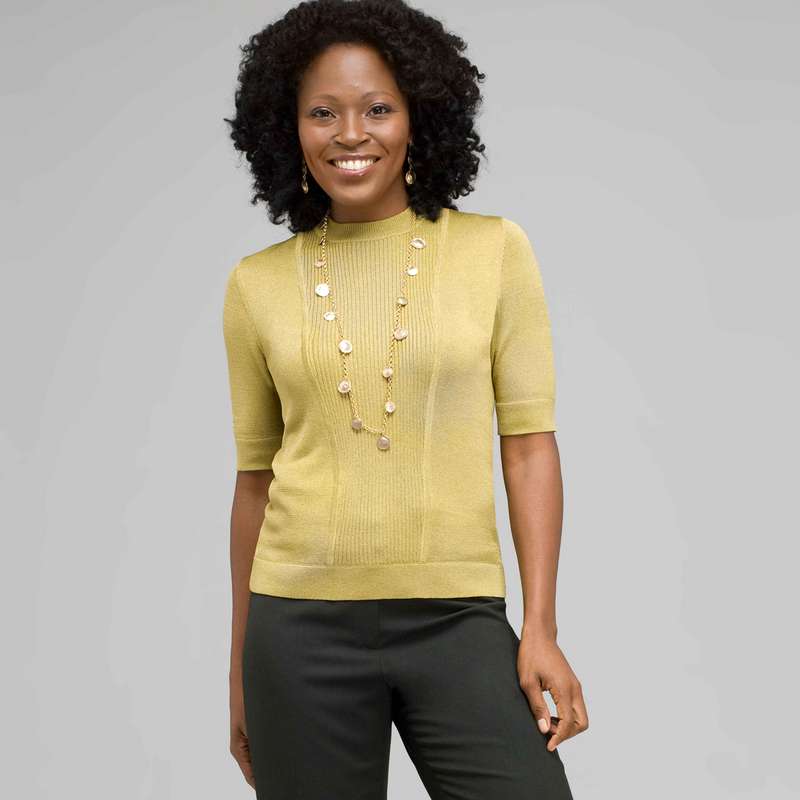 Elbow Sleeve Ribbed Sweater, Fennel, large image number 0